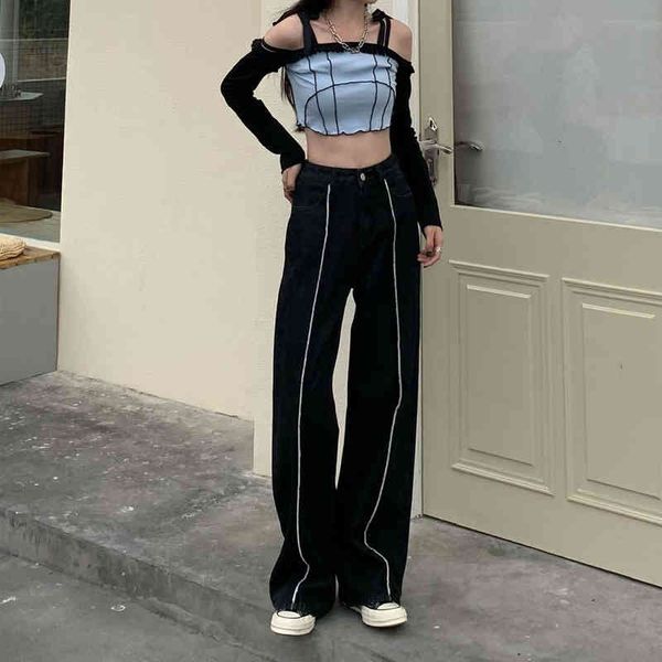 women's jeans women bright line high waist straight plus size loose wide-leg pants black denim mopping trousers s-4xl 89ds, Blue
women's jeans women bright line high waist straight plus size loose wide-leg pants black denim mopping trousers s-4xl 89ds, Blue