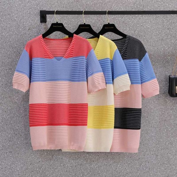 4xl plus size women summer thin basic sweater pullover fashion stripe v neck loose oversized female sweaters jumper 210604, White;black
4xl plus size women summer thin basic sweater pullover fashion stripe v neck loose oversized female sweaters jumper 210604, White;black