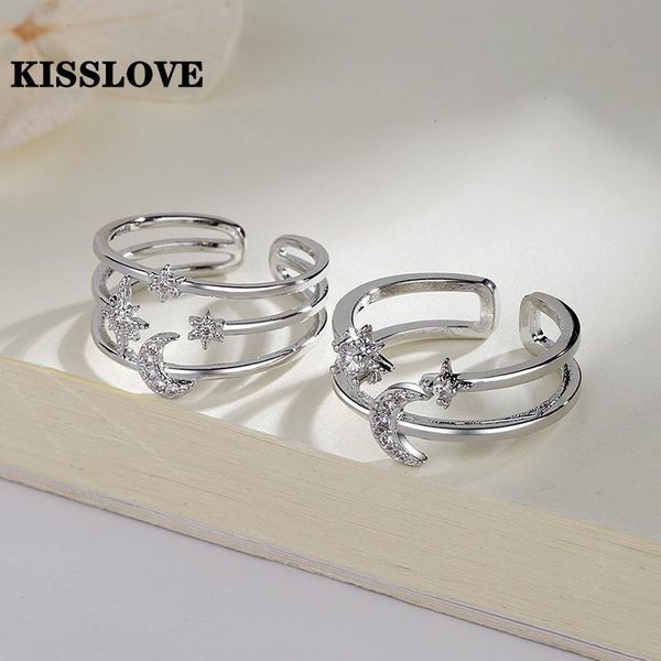 cluster rings kisslove sweet double layer star moon opening ring for women korean delicate zircon finger wedding jewelry, Golden;silver
cluster rings kisslove sweet double layer star moon opening ring for women korean delicate zircon finger wedding jewelry, Golden;silver