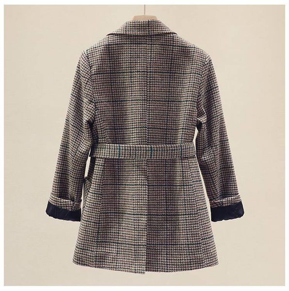 spring womens blazers sashes jackets notched outerwears england office lady style ol vintage plaid blazer woolen coats, Black;brown
spring womens blazers sashes jackets notched outerwears england office lady style ol vintage plaid blazer woolen coats, Black;brown