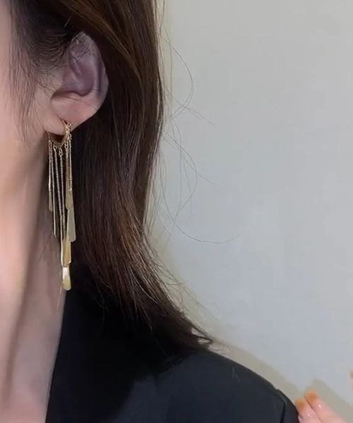 punk metal gold color long tassel drop earrings fashion women party wedding jewelry, Silver
punk metal gold color long tassel drop earrings fashion women party wedding jewelry, Silver