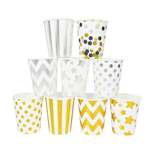 disposable dinnerware 10 pcs/lot gold silver polka dot wave striped paper cups for wedding birthday party juice cup baby shower supplies
disposable dinnerware 10 pcs/lot gold silver polka dot wave striped paper cups for wedding birthday party juice cup baby shower supplies