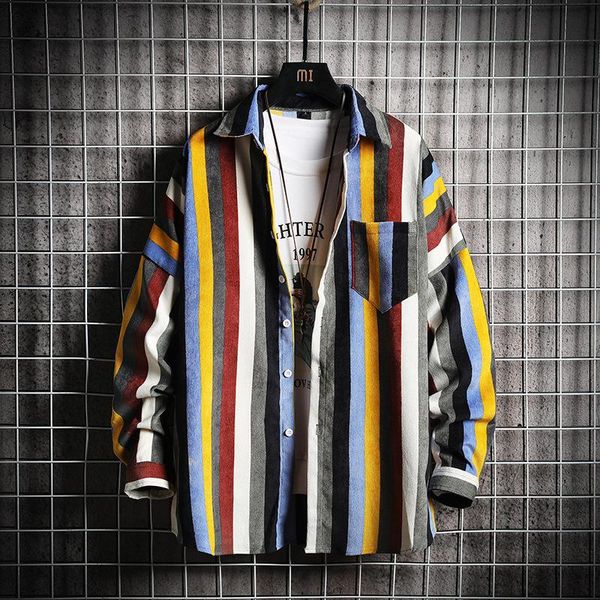 men's casual shirts mens fashion clothing trends 2021 style european american striped shirt long sleeve camisas para hombre, White;black
men's casual shirts mens fashion clothing trends 2021 style european american striped shirt long sleeve camisas para hombre, White;black
