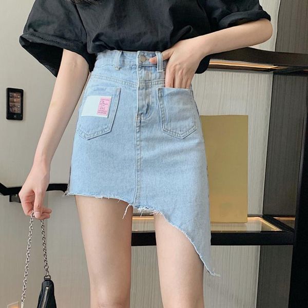skirts 2021 high waist denim skirt summer hong kong style retro design irregular girl slim short, Black
skirts 2021 high waist denim skirt summer hong kong style retro design irregular girl slim short, Black