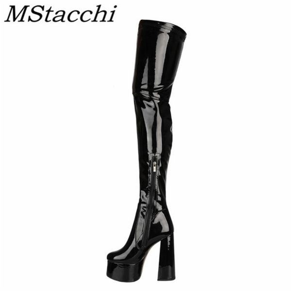 mstacchi women thigh high boots glisten patent leather platform solid color heels shoes women's 211217, Black
mstacchi women thigh high boots glisten patent leather platform solid color heels shoes women's 211217, Black