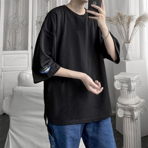 men's t-shirts falling shoulders short-sleeved t-shirt male loose plus fat size tide summer seven-point sleeves students all-match, White;black
men's t-shirts falling shoulders short-sleeved t-shirt male loose plus fat size tide summer seven-point sleeves students all-match, White;black