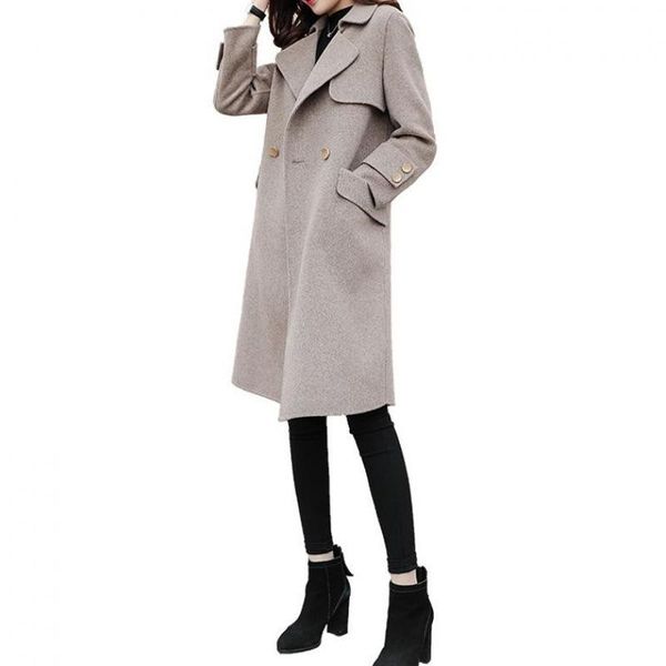 women's wool & blends fanco woolen coat mid-length overcoat 2021 korean style loose jacket long sleeve solid color warm outwear, Black
women's wool & blends fanco woolen coat mid-length overcoat 2021 korean style loose jacket long sleeve solid color warm outwear, Black
