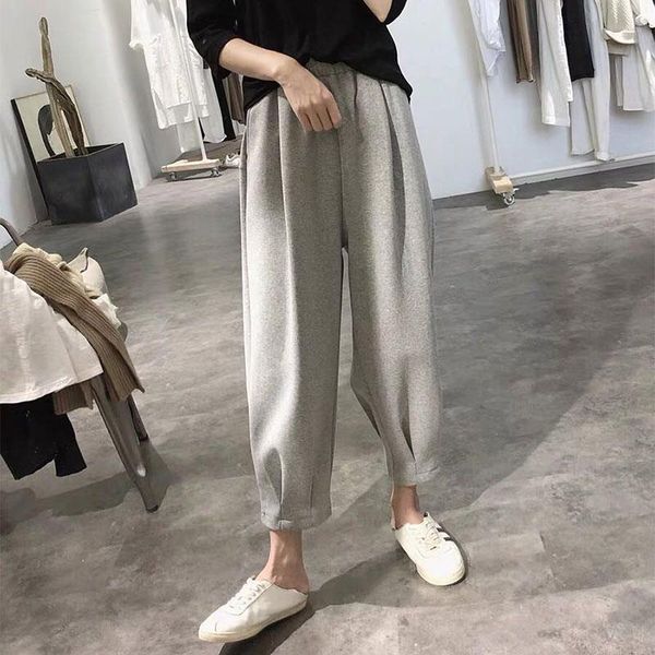 women's pants & capris 2021 spring autumn korea fashion women elastic waist loose gray all-matched casual cotton harem femme v84, Black;white
women's pants & capris 2021 spring autumn korea fashion women elastic waist loose gray all-matched casual cotton harem femme v84, Black;white