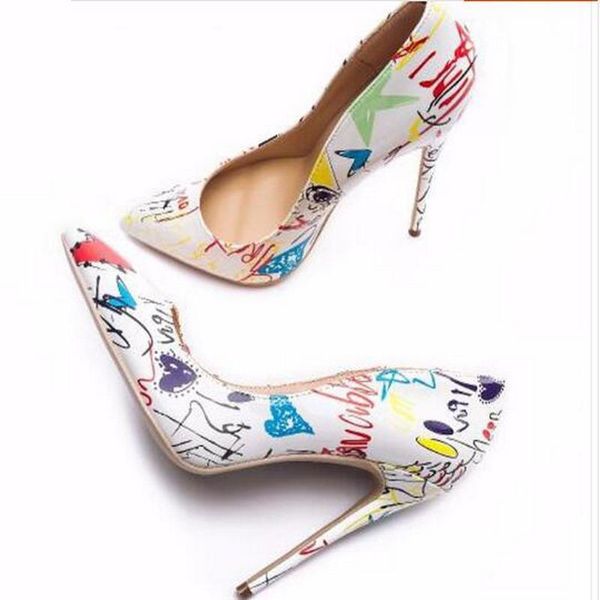 dress shoes fashion white patent leather artistic graffiti print women thin high heels ladies party pointed toe pumps wedding, Black
dress shoes fashion white patent leather artistic graffiti print women thin high heels ladies party pointed toe pumps wedding, Black