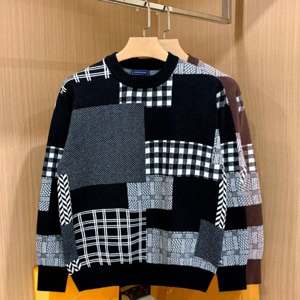 men's sweaters men 's european and american-style cool leisure pullover knitwear rhombus contrast color loose round neck sweater, White;black
men's sweaters men 's european and american-style cool leisure pullover knitwear rhombus contrast color loose round neck sweater, White;black