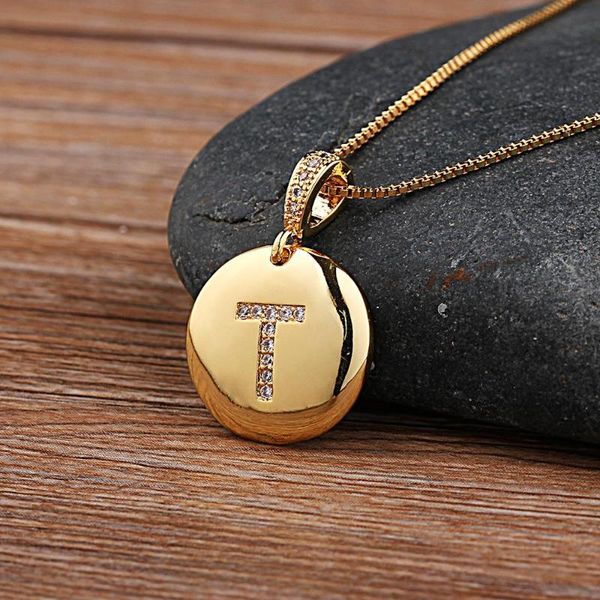 chains women girls initial letter necklace gold color 26 letters charm necklaces pendants copper jewelry gift, Silver 
chains women girls initial letter necklace gold color 26 letters charm necklaces pendants copper jewelry gift, Silver