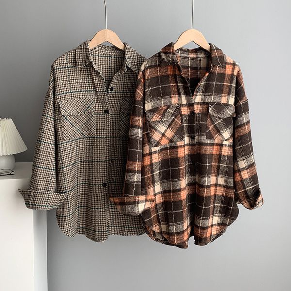 2021 new mooirue winter plaid tweed women's long sleeve korean loose casual woolen shirt outerwear 0.62kg k7qi, White
2021 new mooirue winter plaid tweed women's long sleeve korean loose casual woolen shirt outerwear 0.62kg k7qi, White