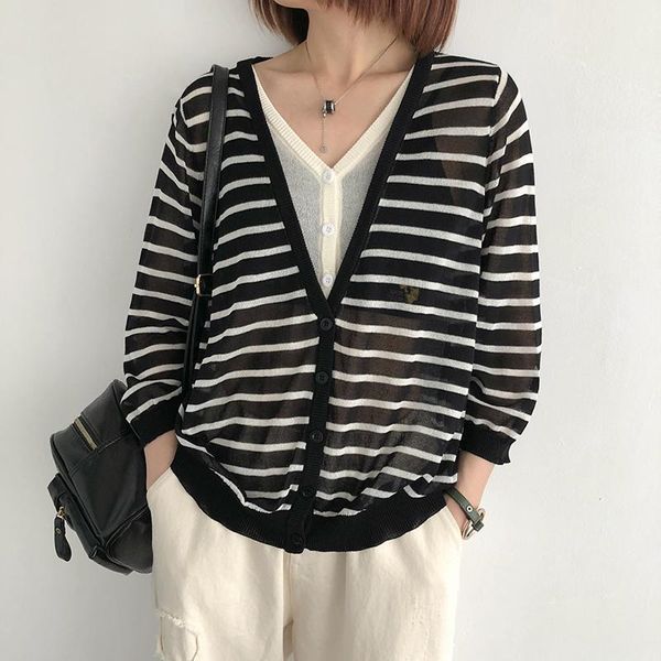 women's knits & tees fake two-piece striped sweater women spring and summer korean style loose thin air-conditioning shirt v-neck jacke, White
women's knits & tees fake two-piece striped sweater women spring and summer korean style loose thin air-conditioning shirt v-neck jacke, White