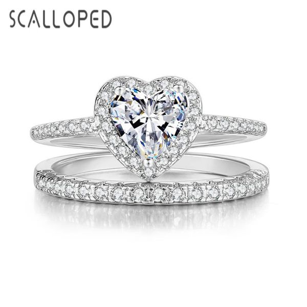 wedding rings scalloped trendy love heart set for women sparkling zircon fine jewelry anniversary couple gifts, Slivery;golden
wedding rings scalloped trendy love heart set for women sparkling zircon fine jewelry anniversary couple gifts, Slivery;golden