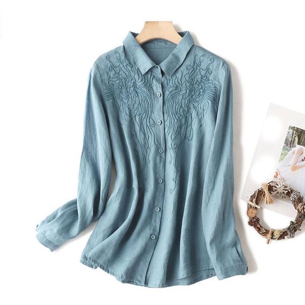 women's blouses & shirts chiffon women embroider solid color cotton turn-down collar long sleeve fashion office lady for female, White
women's blouses & shirts chiffon women embroider solid color cotton turn-down collar long sleeve fashion office lady for female, White