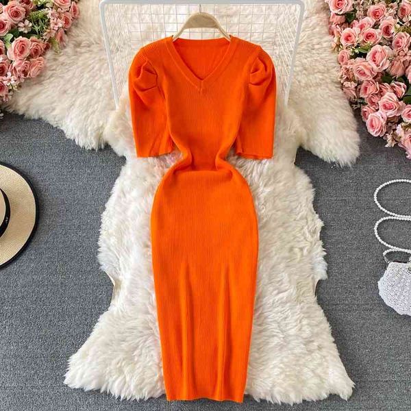casual dresses summer knitted v neck elegant puff sleeve slim skinny hip short bodycon mini dress vestido ryop, Black;gray
casual dresses summer knitted v neck elegant puff sleeve slim skinny hip short bodycon mini dress vestido ryop, Black;gray