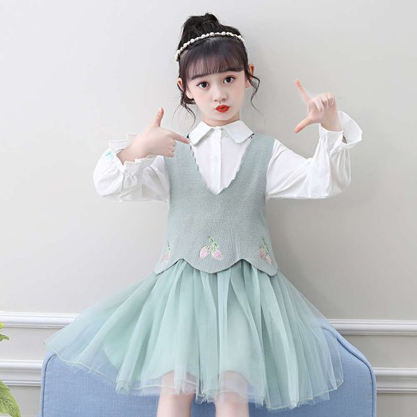 foreign and autumn girls' style 2021 suit new korean children's dress spring vest skirt two piece set, White
foreign and autumn girls' style 2021 suit new korean children's dress spring vest skirt two piece set, White