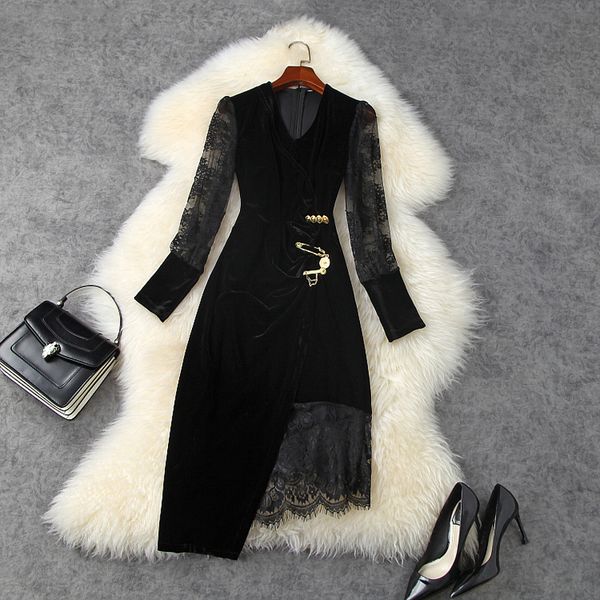 2021 lace velvet new superior quality spring women v-neck party dress winter long sleeve asymmetric vintage dresses 6w62, Black;gray
2021 lace velvet new superior quality spring women v-neck party dress winter long sleeve asymmetric vintage dresses 6w62, Black;gray