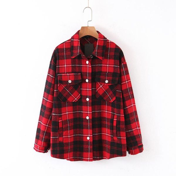 women's wool & blends 2021 autumn plaid loose women jacket lapel woolen shirt harajuku streetwear fashion long sleeve casual blouse for, Black
women's wool & blends 2021 autumn plaid loose women jacket lapel woolen shirt harajuku streetwear fashion long sleeve casual blouse for, Black