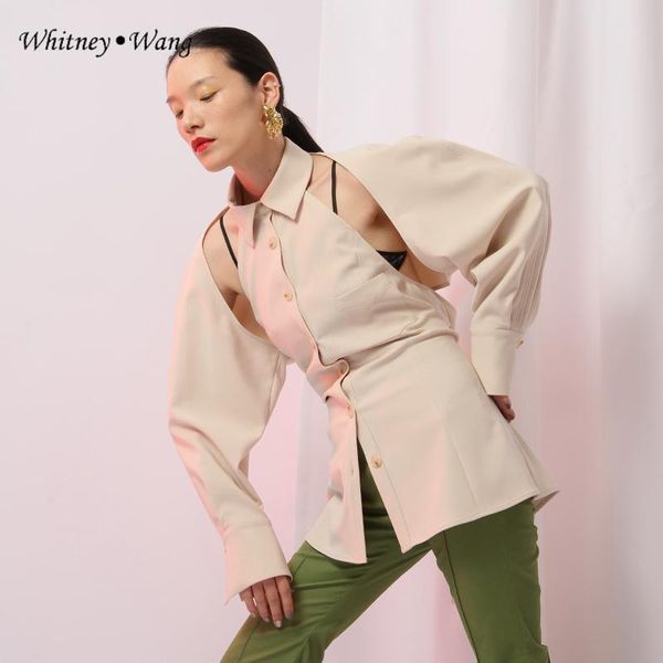 women's blouses & shirts whitney wang 2021 autumn fashion streetwear designer style removable cloak sleeve hollow out blouse women blus, White
women's blouses & shirts whitney wang 2021 autumn fashion streetwear designer style removable cloak sleeve hollow out blouse women blus, White