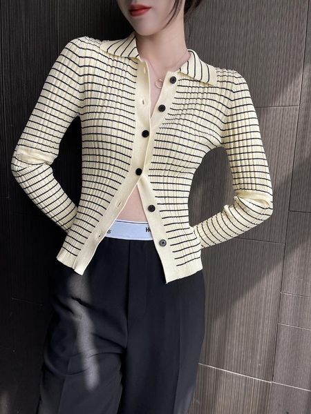women's jackets 2021 summer fashion stretch knitting stripe slim cardigan french temperament coat, Black;brown
women's jackets 2021 summer fashion stretch knitting stripe slim cardigan french temperament coat, Black;brown