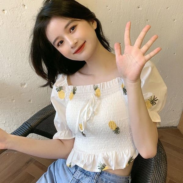 women's t-shirt summer shirts women fruit embroidery loose crop short sleeve ulzzang hem ruffles student, White
women's t-shirt summer shirts women fruit embroidery loose crop short sleeve ulzzang hem ruffles student, White