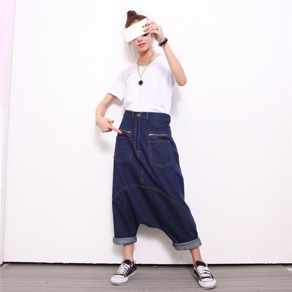 women's pants & capris women winter loose big crotch cross jeans denim both side wear harms female, Black;white
women's pants & capris women winter loose big crotch cross jeans denim both side wear harms female, Black;white