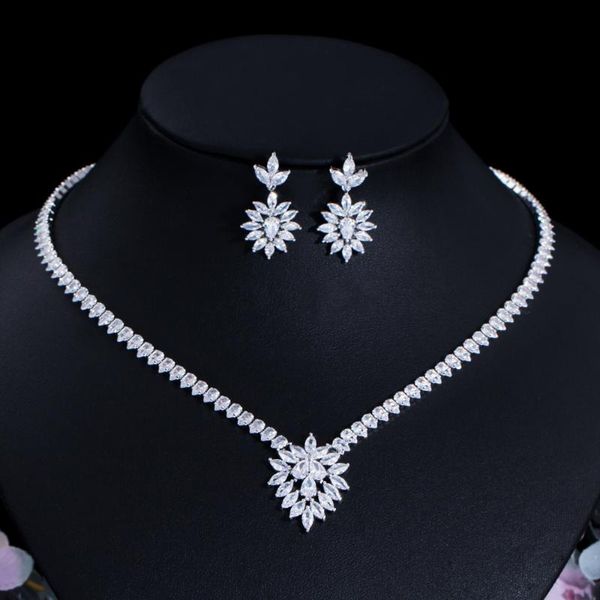 Earrings & Necklace CWWZircons Luxury Cubic Zirconia White Gold Color Bridal Jewelry Sets For Wedding Collection Banquet Costume Accessories, Silver
Earrings & Necklace CWWZircons Luxury Cubic Zirconia White Gold Color Bridal Jewelry Sets For Wedding Collection Banquet Costume Accessories, Silver