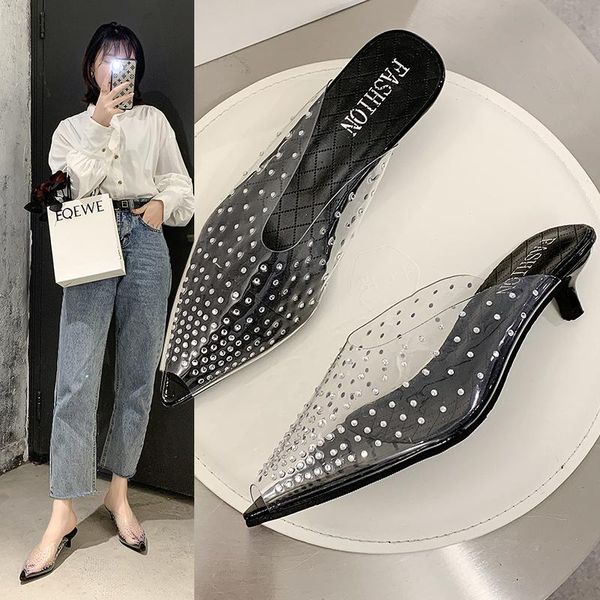 slippers women slides mules shoes polka dot fish mouth summer pvc ladies high heels, Black
slippers women slides mules shoes polka dot fish mouth summer pvc ladies high heels, Black