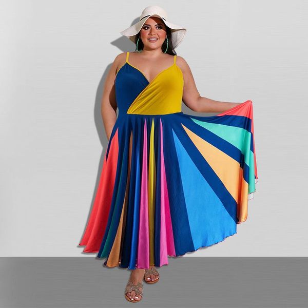 plus size dresses summer clothes suspender loose draped maxi dress for women color matching street casual wholesale items, Black
plus size dresses summer clothes suspender loose draped maxi dress for women color matching street casual wholesale items, Black