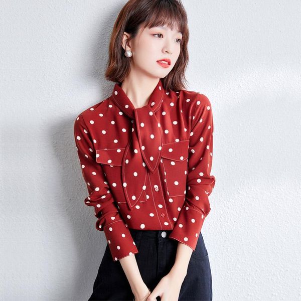 women's blouses & shirts womens blouse polka dot printed chiffon spring loose long sleeve fashion female shirt, White
women's blouses & shirts womens blouse polka dot printed chiffon spring loose long sleeve fashion female shirt, White