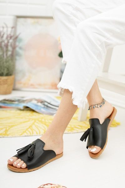 2021 summer women flat slippers pu leather summer ladies comfortable soft tassels home beach wedges shoes plus women slippers, Black
2021 summer women flat slippers pu leather summer ladies comfortable soft tassels home beach wedges shoes plus women slippers, Black