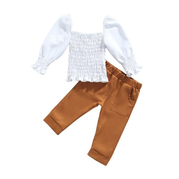 clothing sets 2021 1-6y fashion kids baby girl clothes set off shoulder pleated white solid long sleeve blouse+pants spring autumn 2pcs
clothing sets 2021 1-6y fashion kids baby girl clothes set off shoulder pleated white solid long sleeve blouse+pants spring autumn 2pcs