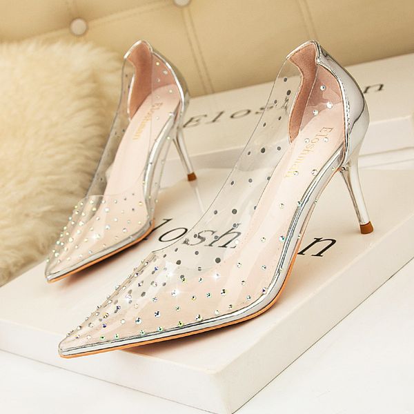 899-25 style simple pointed toe rhinestone transparent high heels stiletto heel slimming sandals low-cut womens shoes, Black
899-25 style simple pointed toe rhinestone transparent high heels stiletto heel slimming sandals low-cut womens shoes, Black