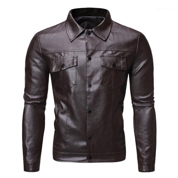 men's classical single breasted motor leather jacket coat m-4xl pu outerwear male vintage biker brand clothing fur & faux, Black
men's classical single breasted motor leather jacket coat m-4xl pu outerwear male vintage biker brand clothing fur & faux, Black
