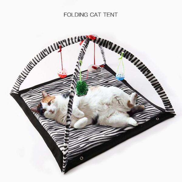 cat beds & furniture pet crawling and playing fiberglass tent with zebra pattern