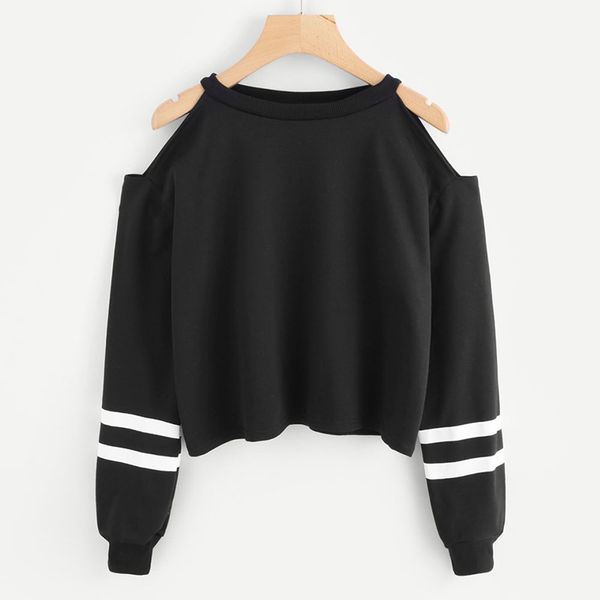 women's hoodies & sweatshirts casual round neck off shoulder long sleeve two bar printed sweatshirt para clothing, Black
women's hoodies & sweatshirts casual round neck off shoulder long sleeve two bar printed sweatshirt para clothing, Black