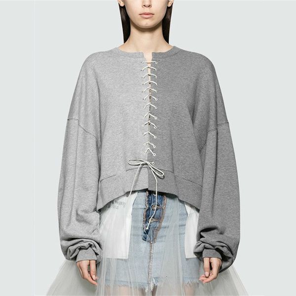 grey bat long sleeve round neck cross strap tie color plus woman sweatshirt casual simple fashion 2021 winter new k758, Black
grey bat long sleeve round neck cross strap tie color plus woman sweatshirt casual simple fashion 2021 winter new k758, Black