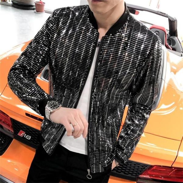 men's jackets nightclub shiny sequined jacket men's fashion stage costumes large size stand collar sun protection cloth korean styl, Black;brown
men's jackets nightclub shiny sequined jacket men's fashion stage costumes large size stand collar sun protection cloth korean styl, Black;brown