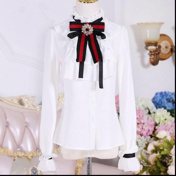 lolita korean women elegant bow tie white blouses slim ruffles shirt office ladies school blusas female clothing cc385
lolita korean women elegant bow tie white blouses slim ruffles shirt office ladies school blusas female clothing cc385