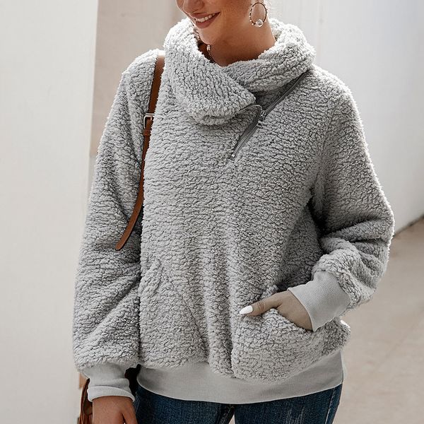2021 new irregular zipper turtleneck sweatshirt vintage pockets loose pullovers women casual solid teddy hoodies fleece dedu, Black
2021 new irregular zipper turtleneck sweatshirt vintage pockets loose pullovers women casual solid teddy hoodies fleece dedu, Black