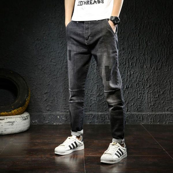 men's jeans men 's spring and summer korean style youth plus size loose skinny trousers, Blue
men's jeans men 's spring and summer korean style youth plus size loose skinny trousers, Blue
