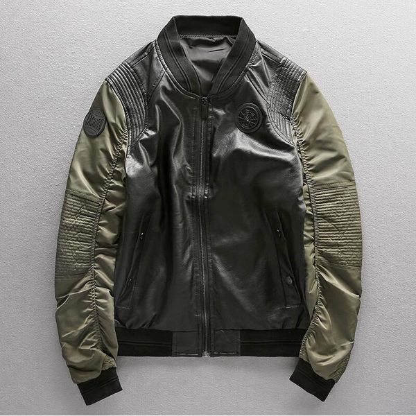 men's fur & faux winter jackets mens stitching fashion coat male thermal pilot leather jacket army green outerwear plus size 3xl a5118, Black
men's fur & faux winter jackets mens stitching fashion coat male thermal pilot leather jacket army green outerwear plus size 3xl a5118, Black