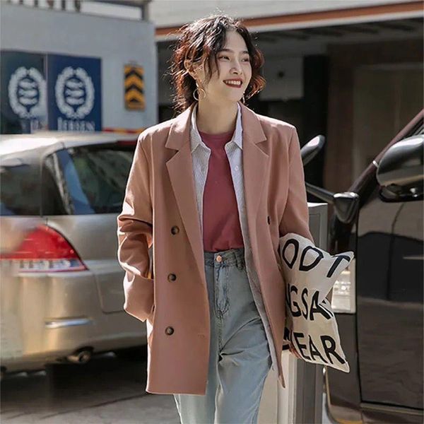women's suits & blazers ftlzz spring autumn women high street double breasted notched office lady solid loose long sleeve pink jacket c, White;black
women's suits & blazers ftlzz spring autumn women high street double breasted notched office lady solid loose long sleeve pink jacket c, White;black