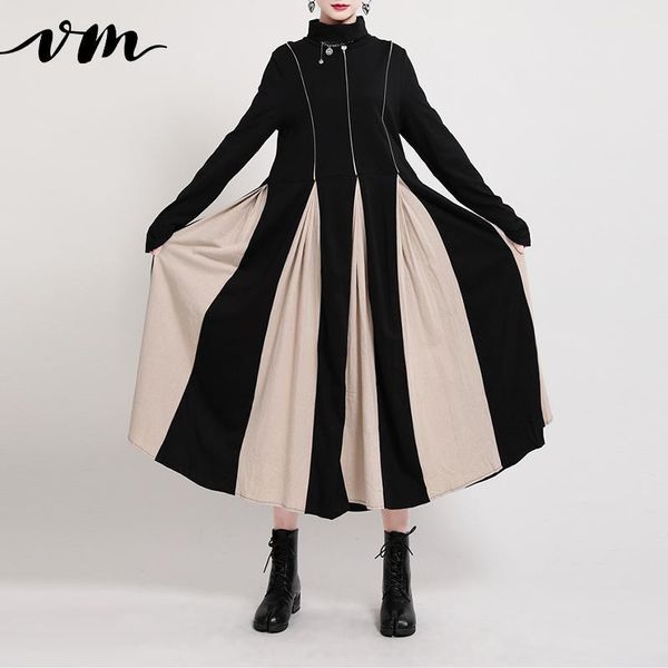 vm women dress color matching turtleneck vintage dresses women long sleeve patchwork loose autumn winter dresses 2021, Black;gray
vm women dress color matching turtleneck vintage dresses women long sleeve patchwork loose autumn winter dresses 2021, Black;gray