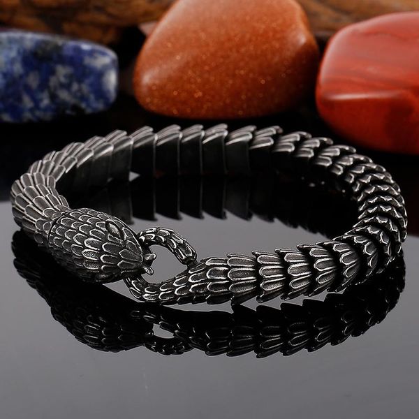 link, chain solid 316l stainless steel snake scale bracelet for men cast metal mannen armband cool male jewelry friends birthday gifts, Black
link, chain solid 316l stainless steel snake scale bracelet for men cast metal mannen armband cool male jewelry friends birthday gifts, Black