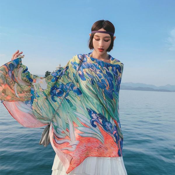 scarves spring summer satin digital printed oil painting large size silky scarf female travel beach towel shawl hijab cape, Blue;gray
scarves spring summer satin digital printed oil painting large size silky scarf female travel beach towel shawl hijab cape, Blue;gray