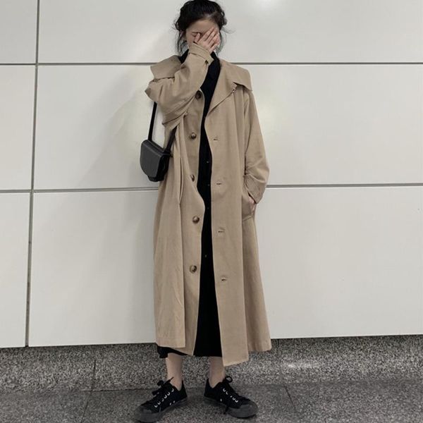 women's jackets 2021 spring autumn vintage long windbreaker female solid color single-breasted trench coat women cc1322, Black;brown
women's jackets 2021 spring autumn vintage long windbreaker female solid color single-breasted trench coat women cc1322, Black;brown