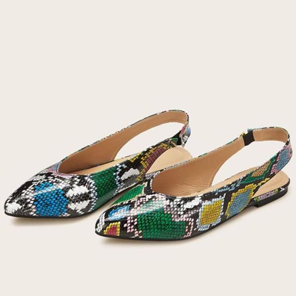 serpentine pattern printed flat sandals for female pointed shallow mouth back straps soft leather sandals, Black
serpentine pattern printed flat sandals for female pointed shallow mouth back straps soft leather sandals, Black