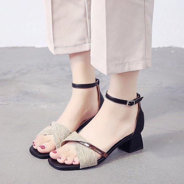 women sandals summer med chunky heel open toe cover heels leather pumps shoes lady fashion elegance heels sandals, Black
women sandals summer med chunky heel open toe cover heels leather pumps shoes lady fashion elegance heels sandals, Black